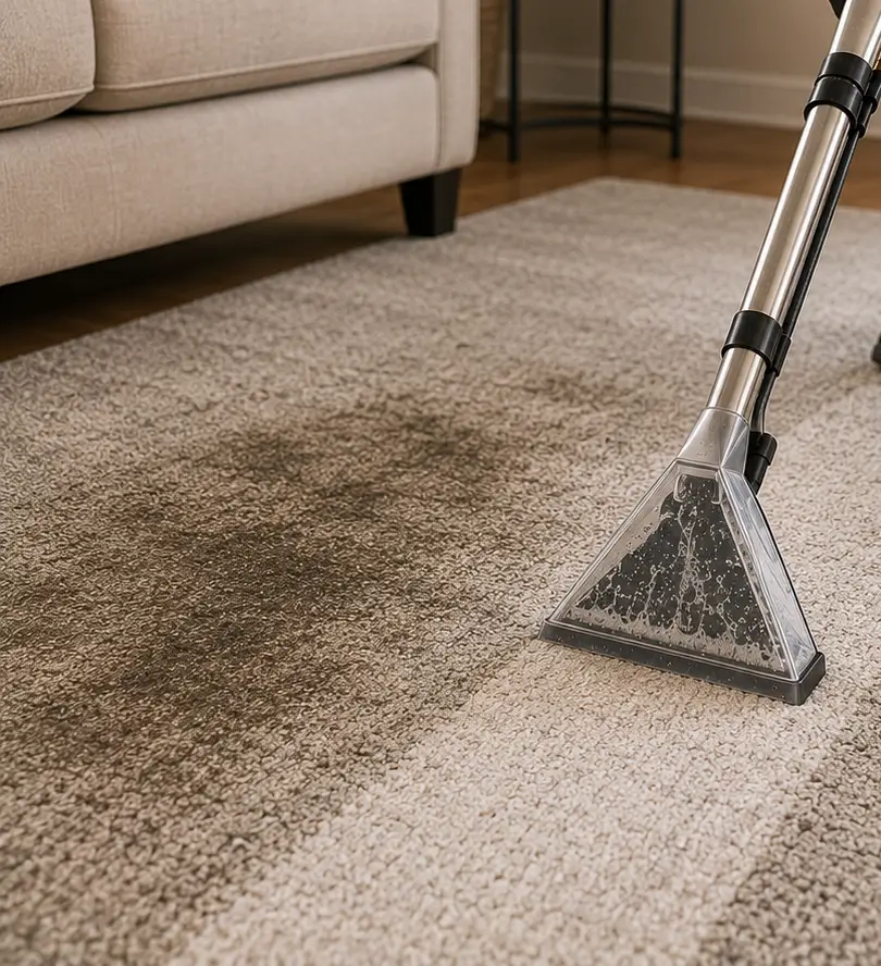 Professional rug cleaning removing deep stains, dirt and allergens from an area rug in Richardson TX